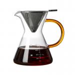 Funnel Shaped Lead Free Borosilicate 500ml Coffee Glass Pot for sale