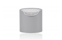 China 24mm Matte Silver Cosmetic Aluminum Disc Top Cap White Inner Cap Screw Cap supplier