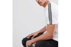 China White Trendy Oversized T Shirts O Neck Classic Contrast Stitching Design supplier