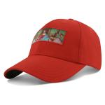 Good quality red 6 panel curved cap sublimation red hats for sale