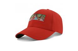 China Good quality red 6 panel curved cap sublimation red hats supplier