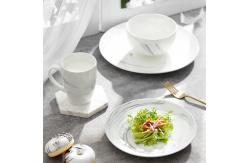 China Modern White Porcelain Dinnerware Set Marble Pattern Plate Bowl Mug supplier