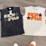 Custom Print Logo Applique Rips Tank Top Cut and Sew Acid Wash Sleeveless Fitness Gym Muscle Blank Drop Armhole Vest T Shirt Men for sale