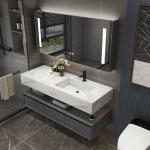 OEM/ODM Wall Mount Floating Bathroom Vanity Sink Slate Top Solid Wood