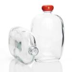 Custom 50ml 200ml Small Glass Juice Bottles Flat With Screw Lid