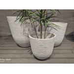 China minic woven fabrics grey curved wavy lines round fiber clay planter lightweight durable low-maintainence flower pot holiday Villa office decoration garden landscaping project factory