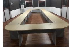 China Melamine Laminated U Shaped Conference Table Durable With Plain PVC Edge supplier