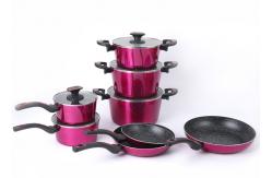 China Hygienic Scratch Resistant 32cm Paint Aluminium Cookware Set supplier