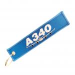 Vintage A340 Keychain – Blue Fabric Silhouette + Anti-Rust Metal Ring for Pilots for sale