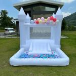 Portable Kids Party Bouncing Castle Inflatable Bouncer White Bounce House With Ball Pit And Slide for sale