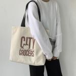 Foldable Linen Cotton Shopping Totes Personalised Tote Bag With Long Shoulder Strap for sale