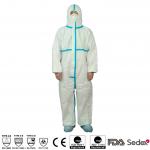 China Type 4B Anti Static Blue Tape Disposable Chemical Protective Coverall With Hood for sale