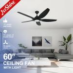 60inch Low Noise Ceiling Fan 38W With 5 Speed Choice Remote Control for sale
