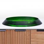 Semi - Embedded Oval Glazed Glass Vessel Basins Green Glass Bowl Sink for sale