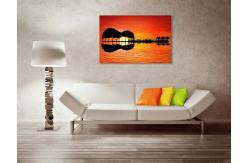 China Modern Abstract Guitar Tree Lake Sunset Art Canvas Painting With Wooden Frame supplier