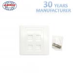 4 Port RJ45 Network Cable Faceplate Wall Mount Socket 86 Type In White Color for sale