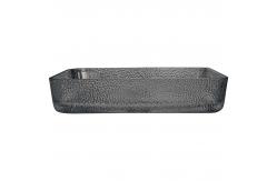 China Smoky Grey Rectangular Vessel Sinks Wash Bowl Bathroom Smooth 105mm supplier