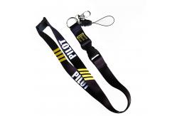 China Safety Warning Custom Printed Lanyard Yellow Stripes Reinforced Stitching Detachable Keychain supplier
