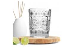 China Frosted Crystal Drinking Glasses Embossed Sunflower For Coffee Water supplier
