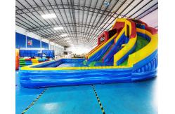 China 1000D Playground Bounce House Inflatable Water Slide With Pool supplier