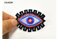 China OEM Eye Logo Design Custom Applique Patches For Apparel 4.5cm Tall supplier