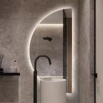 Half Moon Frameless Backlit Bathroom Mirror Smart Led Light Wall