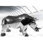 Custom Mirror Polished Stainless Steel Rhino Sculpture for sale