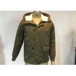 Army Green Mens Medium Trench Coat Sherping Lined Cotton Filling Casual Hooded Jacket for sale