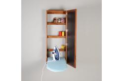 China 2 Hangers Teak Wood 15.5cm Depth Wall Mounted Ironing Cabinet supplier