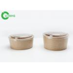 Food Grade Disposable Kraft Paper 50oz Round Salad Bowls With PP Flat White Lid for sale