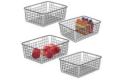 China Wire Storage Baskets Metal Wire Baskets Pantry Organization with Handles supplier