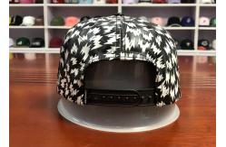 China Custom black and white leather flat bill flat printing  snapback caps supplier