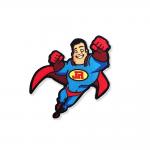Embroidered Sew On Dye Sublimation Patch Superman Shape Multicolor for sale