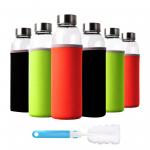 Premium 500ml Borosilicate Glass Water Bottle with Silicone Sleeve for sale