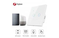 China 300W Zigbee 2 Gang Light Switch 94-V0 Smart Wifi Touch Wall supplier