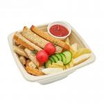 Square Biodegradable Sugarcane Bagasse Bowl 24oz Paper Containers With Lids