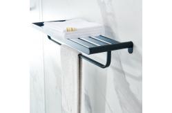 China Black Bathroom Towel Rack With Two Towel Bars Wall Mount Holder supplier