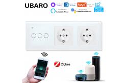 China Euro Standard TuYa Zigbee Switch Socket Combination 240Vac For Round Mounting Box supplier