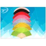 21cm Plain Color Silk Folding Hand Fans With Natural Bamboo Ribs for sale