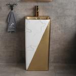 Pedestal 9L Floor Standing Bathroom Sinks Luxury Gold One Piece for sale