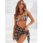 Stylish Halter Bikini Set with Ruched Detailing and Floral Pattern for Beachwear for sale