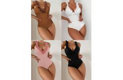 China Vacation Occasion Swimming Suits Bikini with Solid Pattern and Ruched Features supplier