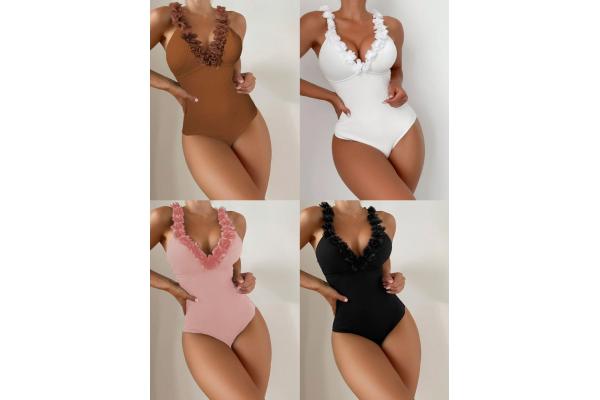 Vacation Occasion Swimming Suits Bikini with Solid Pattern and Ruched Features