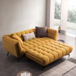 Tufted Sectional Loveseat Sleeper Sofa Bed Pull Out Yellow Velvet
