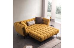 China Tufted Sectional Loveseat Sleeper Sofa Bed Pull Out Yellow Velvet supplier