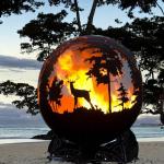 Round Steel Outdoor Fire Pit Ball Depth 60cm 80cm 100cm Custom