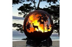 China Round Steel Outdoor Fire Pit Ball Depth 60cm 80cm 100cm Custom supplier