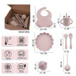 Custom box package for kids toddler Silicone Tableware Set With Cup Plate Bowl Spoon Fork Bib for sale