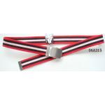 Nickel Satin Military Plate Buckle Boys Web Belt , White / Red Kids Webbing Belts for sale