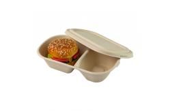 China Customized 2 Compartment Biodegradable Take Away Containers Molded Fiber Bagasse supplier